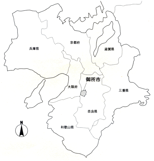 御所市の位置を示した地図