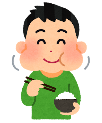 よく噛んで食べる男の子のイラスト