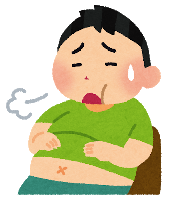 お腹いっぱいな男の子のイラスト