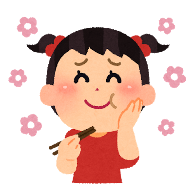 美味しそうに食事する女の子のイラスト