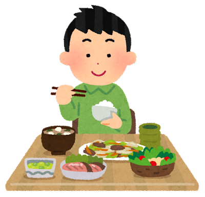 食事をする男の子のイラスト