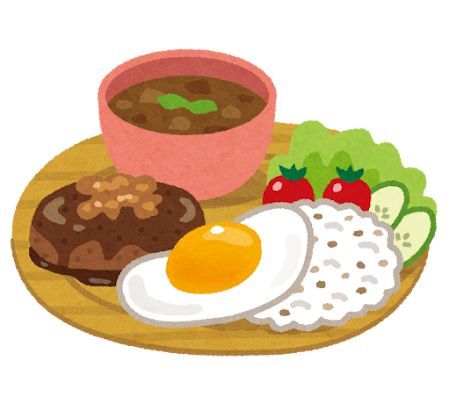ワンプレートの食事のイラスト