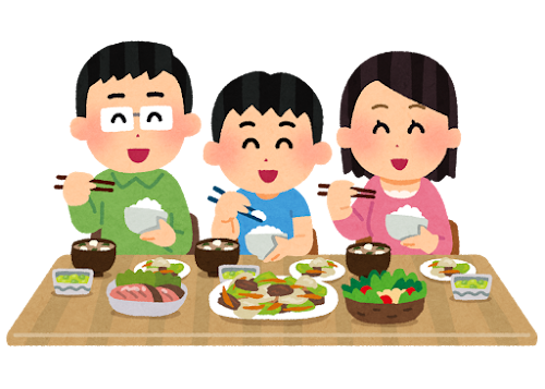 食事をする家族のイラスト