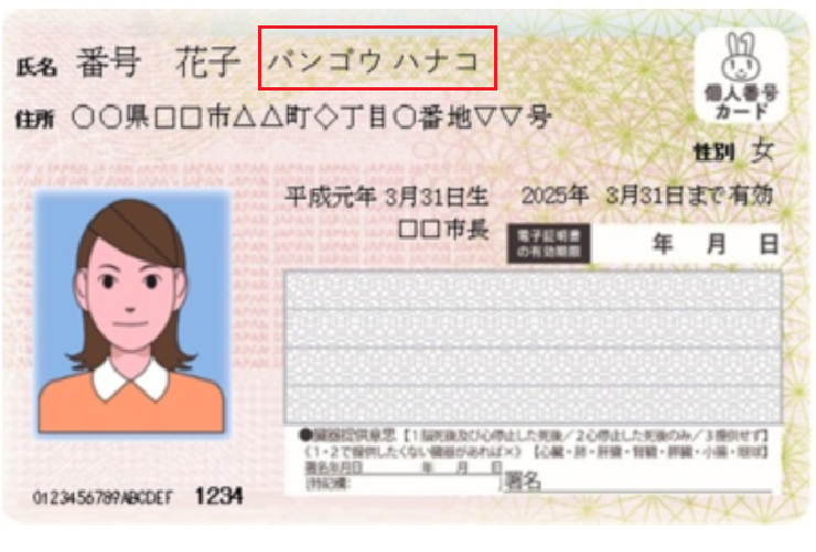 カードを申請したタイミングで公証されている人の印字イメージ