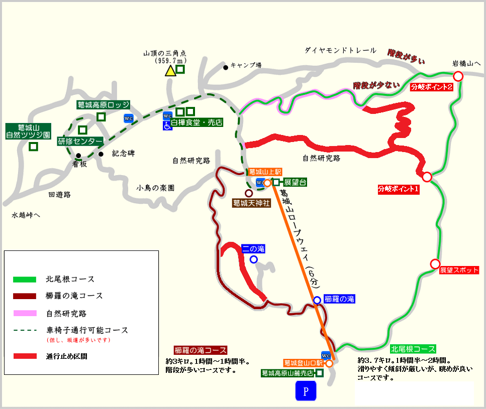 葛城高原登山マップ